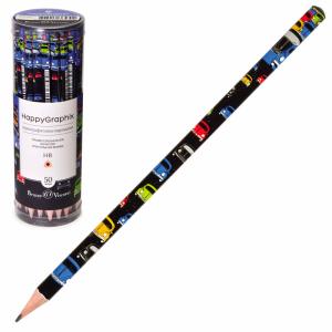 Bruno Visconti HappyGraphix Renkli Arabalar Desen Üçgen Gövde Kurşun Kalem HB 50 Li Paket