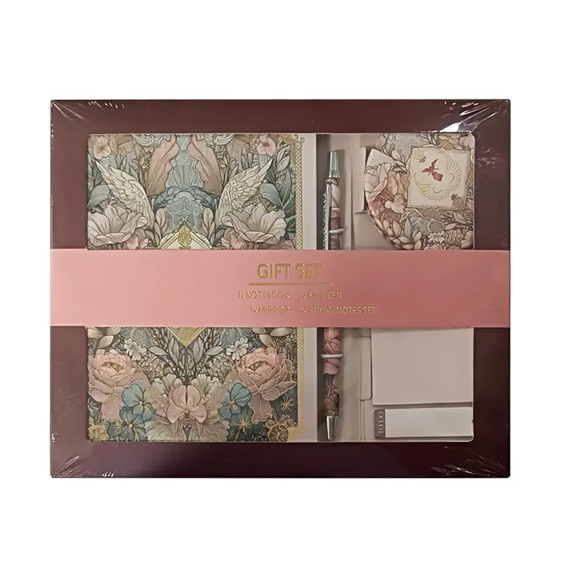 Victoria Journals Flower Set 13x18cm 128 Sayfa 100 Gr. Sert Kapak Defter + 1 Ad. Ayna + 1 Ad. Tükenmez Kalem + Postit