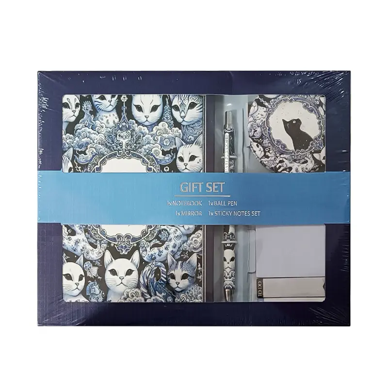 Victoria Journals Kedili Set 13x18cm 128 Sayfa 100 Gr. Sert Kapak Defter + 1 Ad. Ayna + 1 Ad. Tükenmez Kalem + Postit