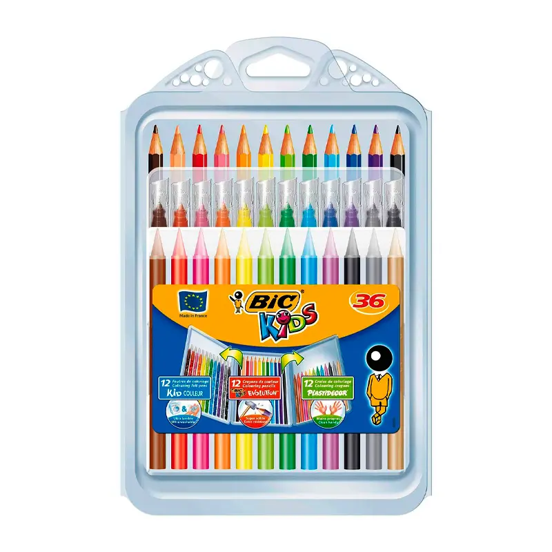 Bic Kids 36 Lı Boya Seti 12 Renk Kuruboya + 12 Renk Keçeli Kalem + 12 Renk Pastel Boya