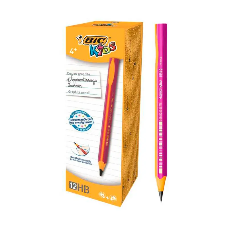 Bic Kids Üçgen Jumbo Kurşun Kalem Pembe HB Başlangıç Kalemi x 12 Li Kutu