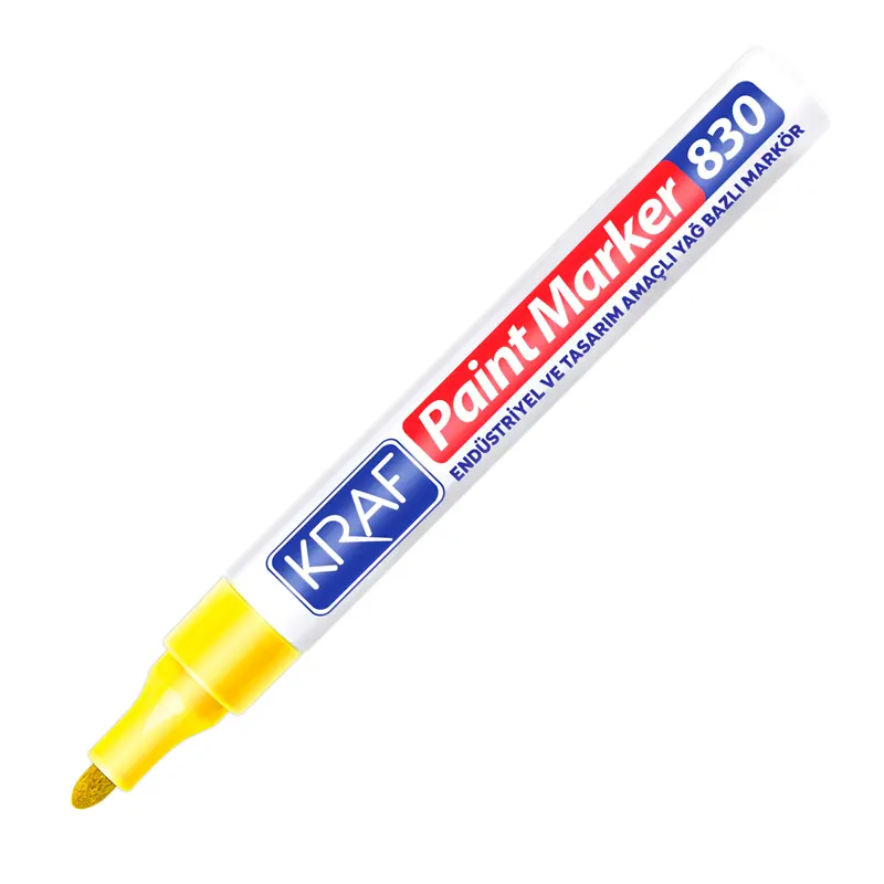 Kraf 830 Paint Marker Kalem Yuvarlak Uç Sarı x 12 Li Kutu