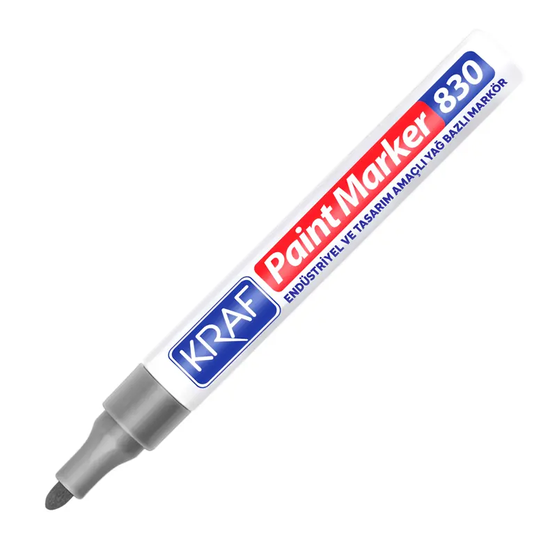 Kraf 830 Paint Marker Kalem Yuvarlak Uç Gümüş x 12 Li Kutu