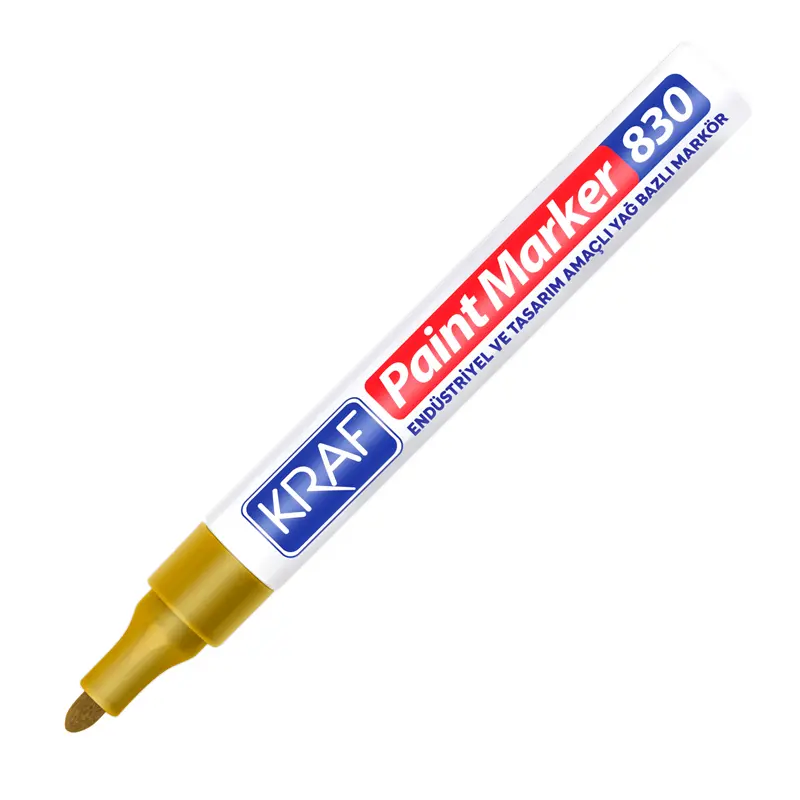 Kraf 830 Paint Marker Kalem Yuvarlak Uç Altın x 12 Li Kutu