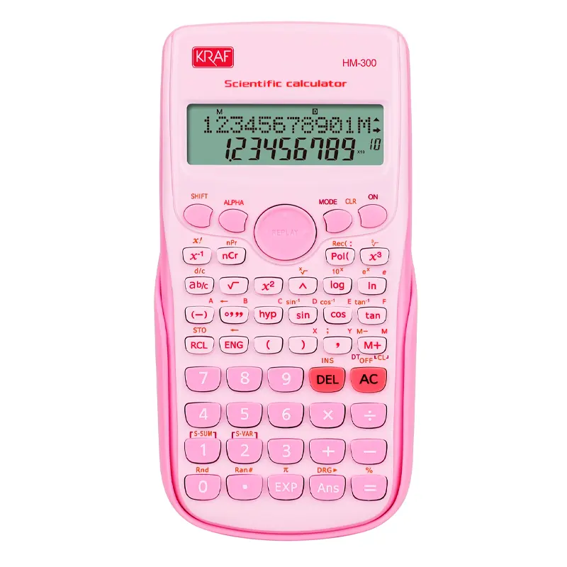 Kraf HM-300 PK Fonksiyonlu Bilimsel Hesap Makinesi Pembe