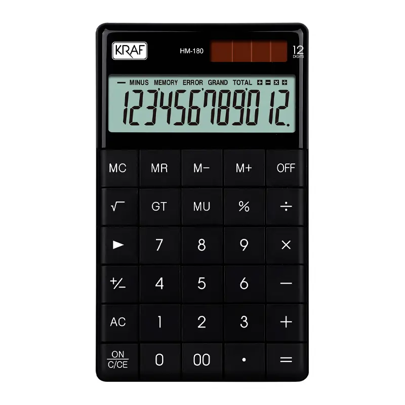 Kraf HM180 Masaüstü Hesap Makinesi 12 Hane Siyah