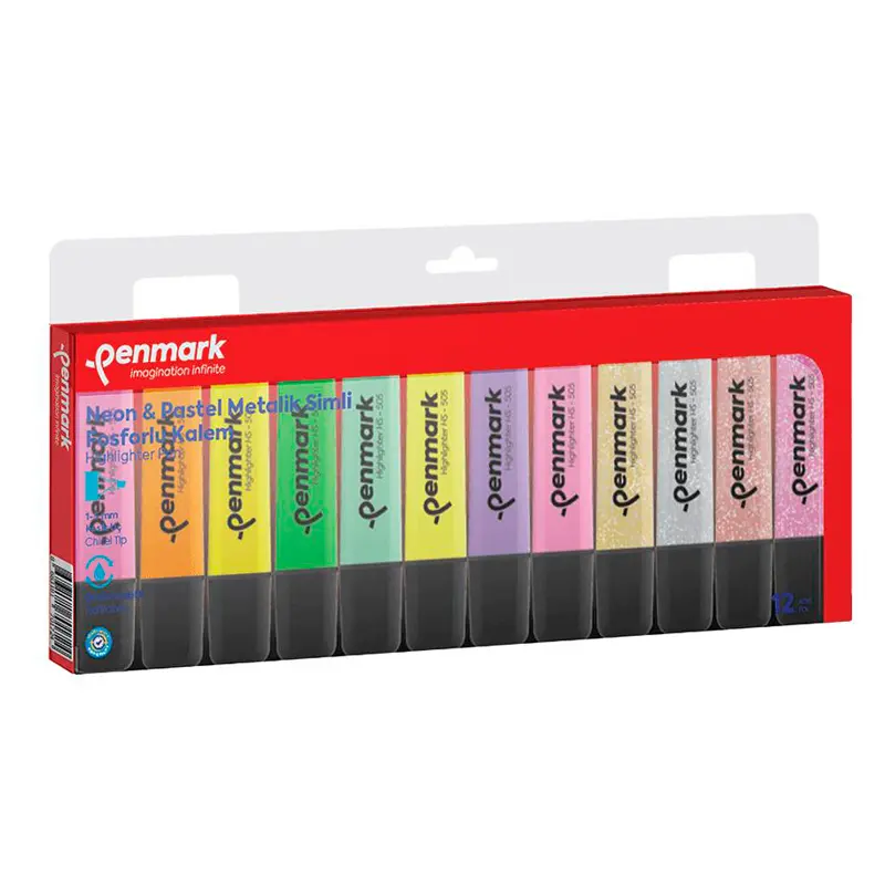 Penmark Fosforlu Kalem 4 Renk Neon + 4 Renk Pastel + 4 Renk Simli