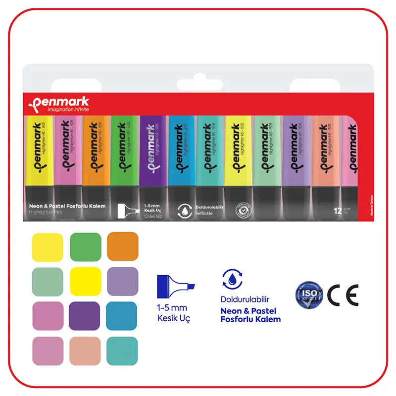 Penmark Fosforlu Kalem 6 Renk Pastel + 6 Renk Neon