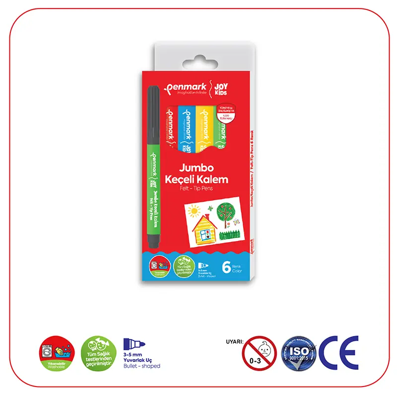Penmark Joy Kids Süper Yıkanabilir Jumbo Keçeli Kalem 6 Renk