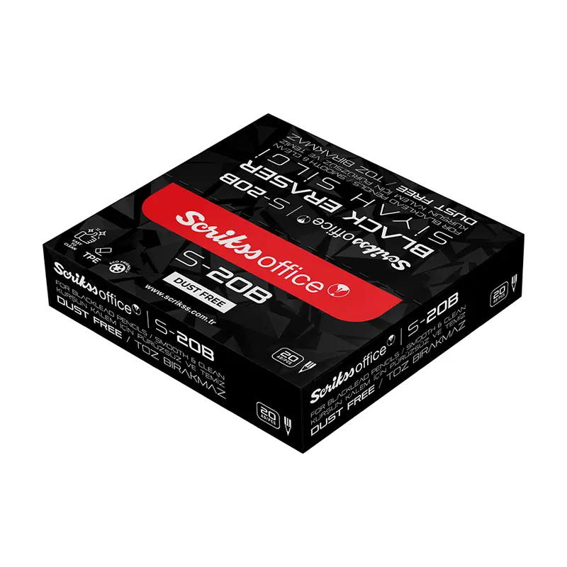 Scrikss S-20B Black Dust Free Siyah Silgi x 20 Li Kutu