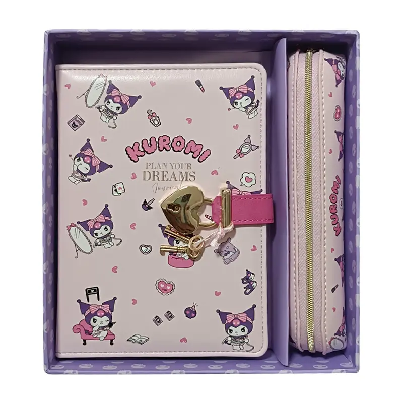 Victoria Jounals 1974 Kuromi Kilitli Defter 80 Gr. 160 Yaprak Çizgili + Vegan Deri Kalem Kutusu