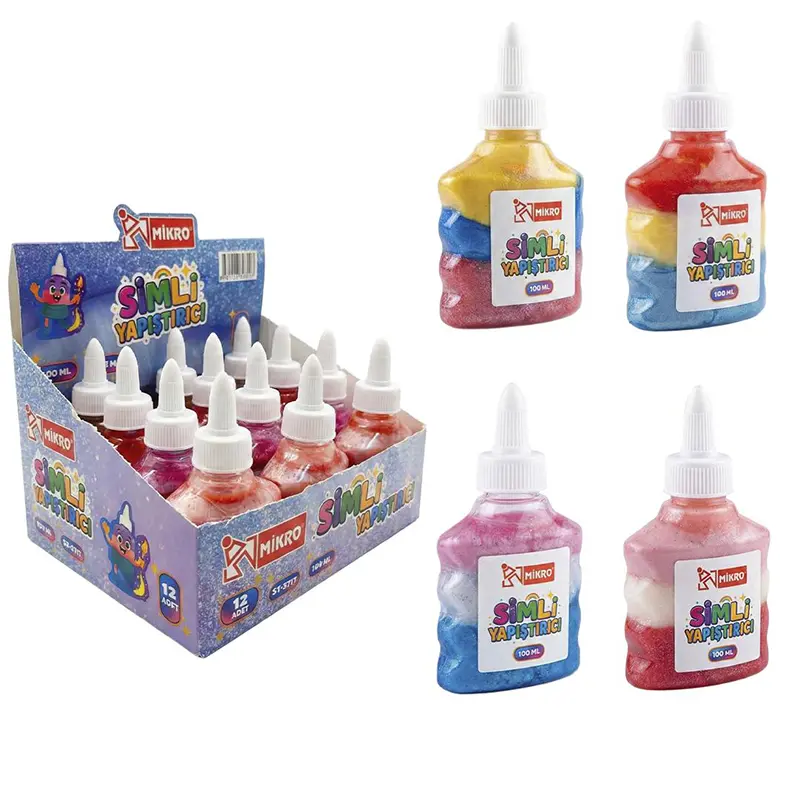 Mikro SY-8717 Rengarenk Simli Yapıştırıcı 100 ML x 12 Li Kutu